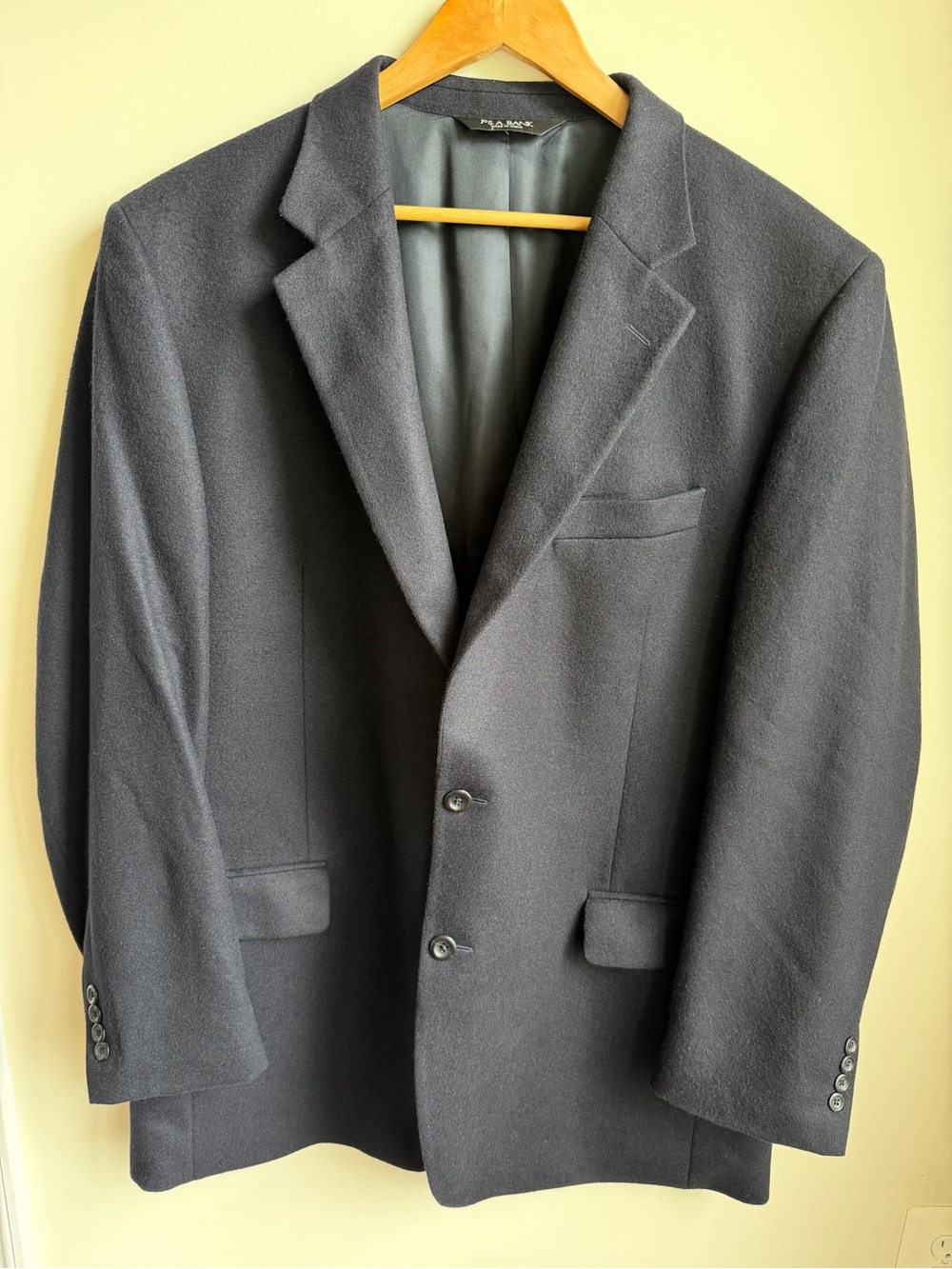Jos A Bank 100% Cashmere Sport Coat Suit Jacket Blazer 2 Button Black 46L